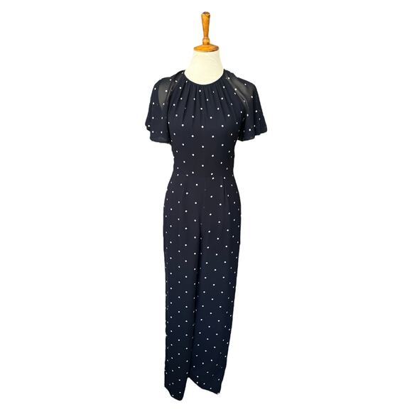 Hobbs London Navy and White Polka Dot Sarah Spot Jumpsuit Size US 4 - Picture 3 of 6